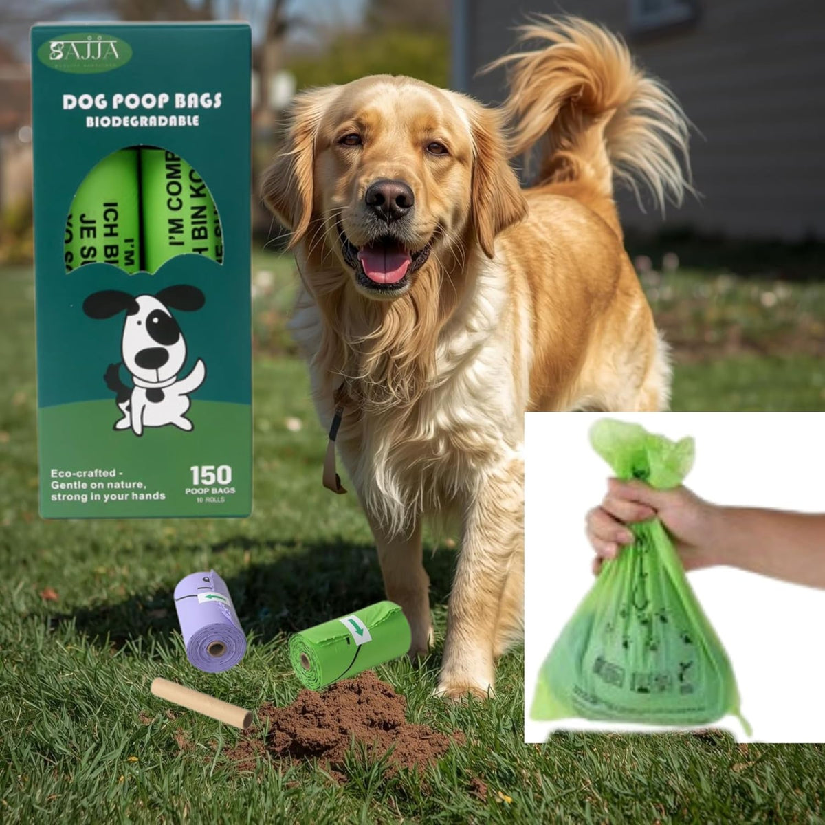 Pawtrail Biodegradable Dog Poop Bags - Compostable Refill Rolls (150 Count)