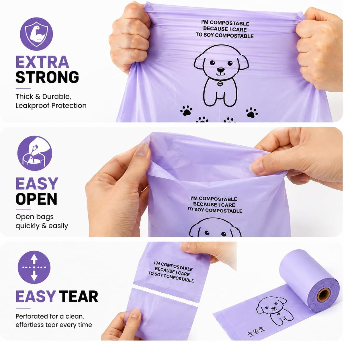 Pawtrail Biodegradable Dog Poop Bags - Compostable Refill Rolls (150 Count)