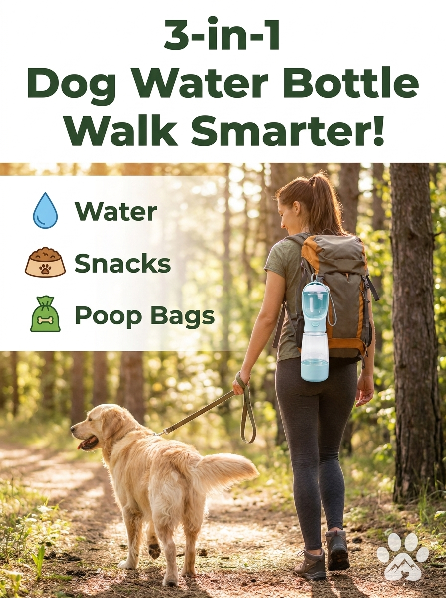 Pawtrail 3-in-1 Portable Dog Water Bottle & Feeder